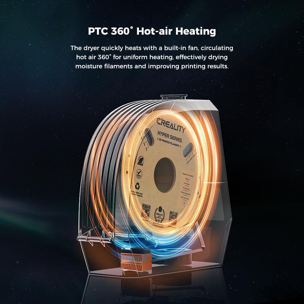 Creality Secador de filamentos Space PI con ventilador incorporado, caja de impresora 3D con calentamiento de 360°, caja de secado para PLA ABS + TPU PETG 1,75 / 2,85 mm