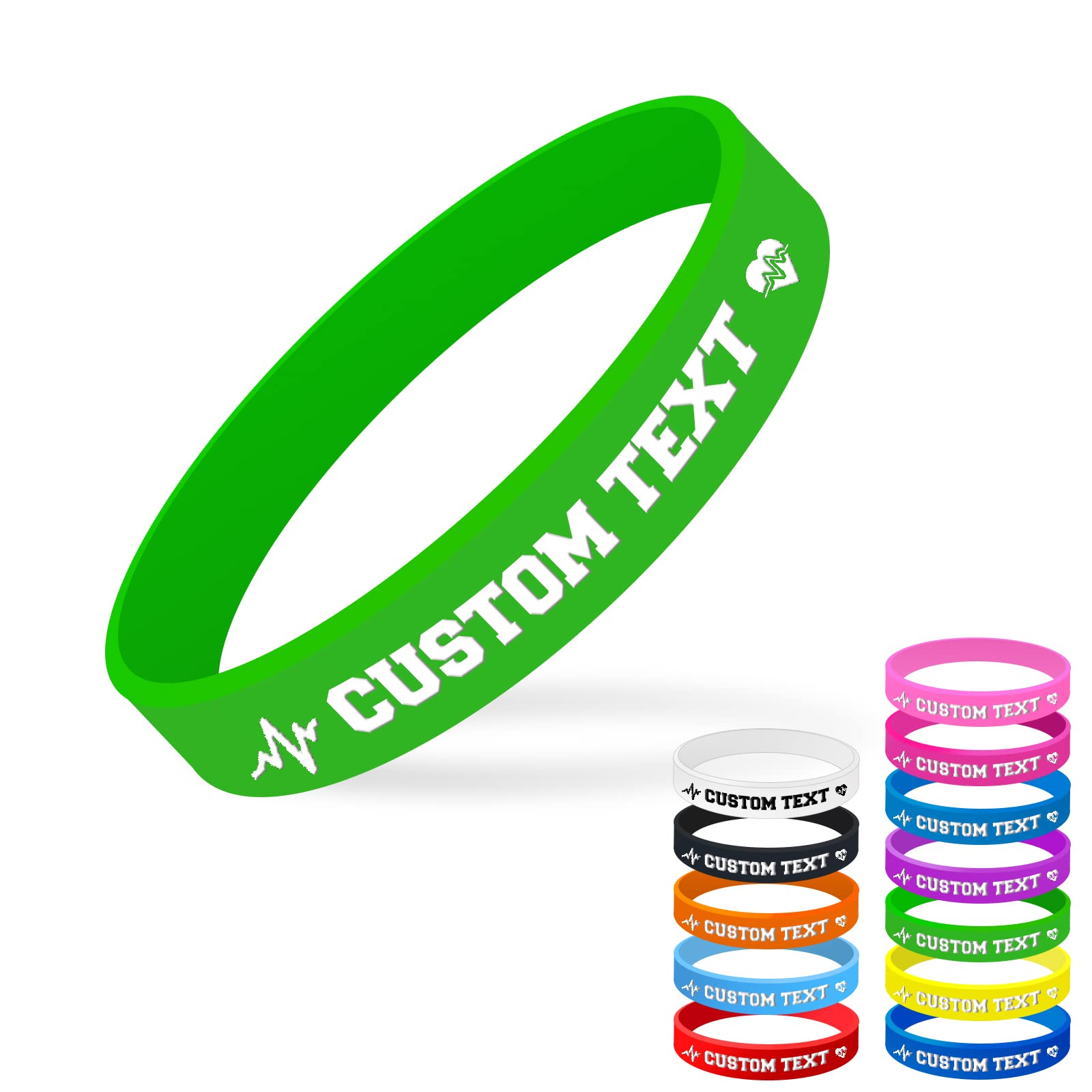SXLONG Personalised Silicone Bracelet - Custom ID Wristband for Kids with Text/Phone Number, Motivation Gifts (Green)