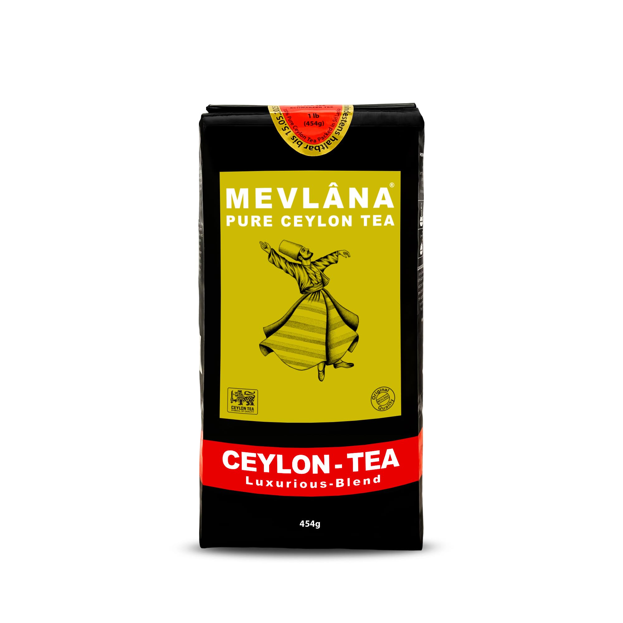 Mevlana - Pure Ceylon Loose Leaf Tea | Premium Black Tea Leaves | Rich & Smooth Sri Lankan Blend | Naturally Fresh | Perfect for Tea Lovers & Iced or Hot | OP 1 Grade | 1lb 454g