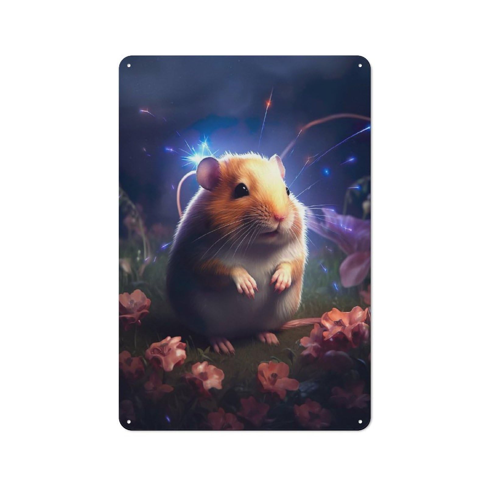 Junmoney Tiny Hamster On Mars Industrial Metal Wall Sign 30X20cm Featuring Urban Room Decor For Loft, Studio, Office Or Creative Room