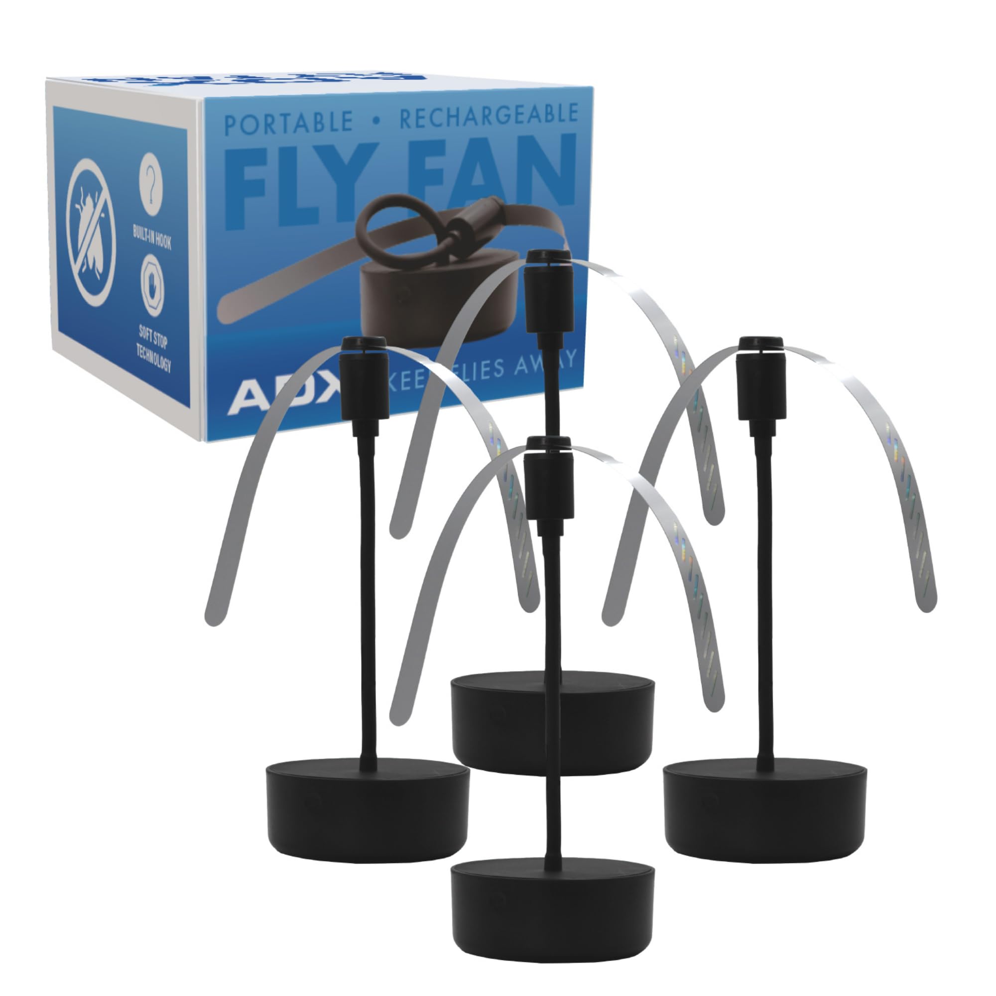 Ventilatore per alimenti ricaricabile USB-C nero FF-BK-04, accessorio da pranzo all'aperto e essenziale per barbecue, leggero con collo regolabile, accessorio da tavolo da picnic e patio