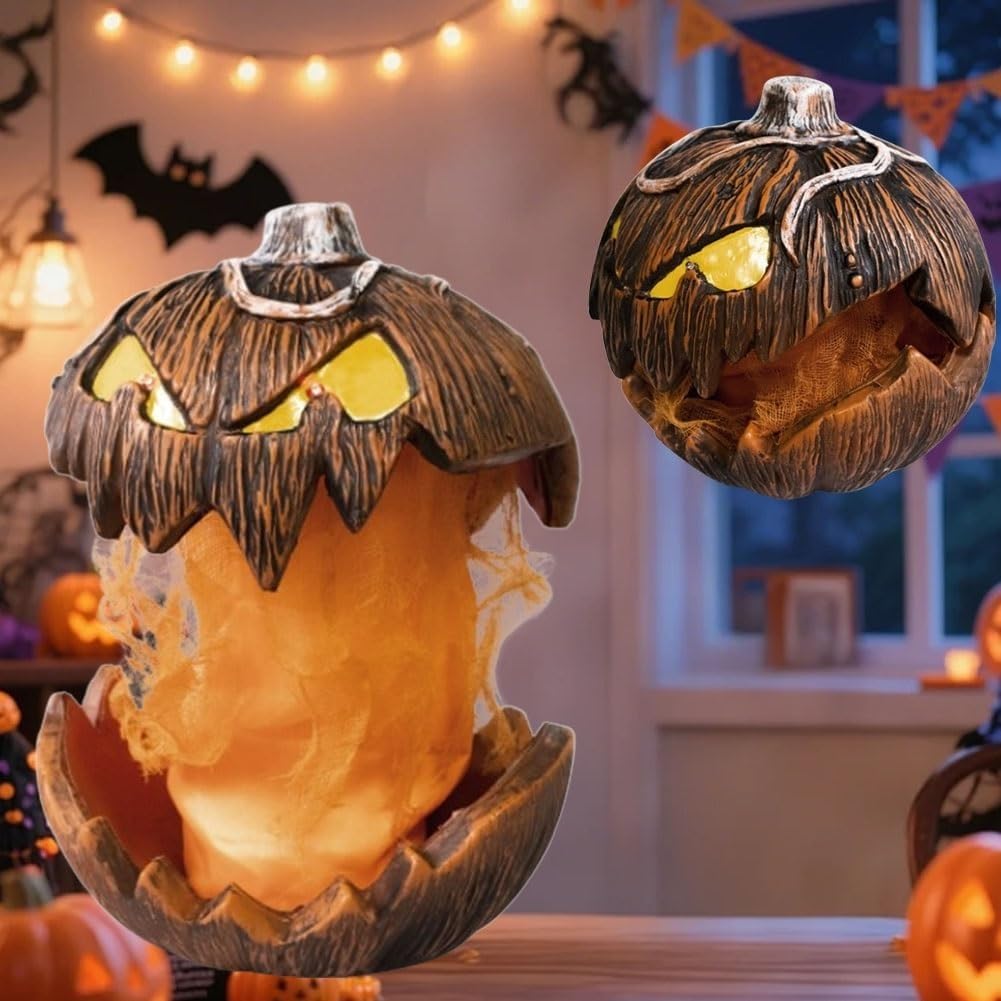 Animierter sprechender Kürbis für Halloween-Dekoration, gruseliger beleuchteter Kürbis mit Aufsteigmechanismus, Lifting Scary Mouth, lustige Halloween-Requisite