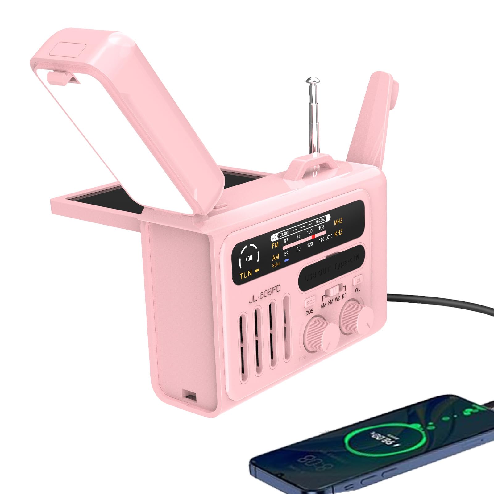 Emergency Hand Crank Solar Radio 2000mAh Power Bank Phone Charger AM/FM/WB NOAA Portable Weather Radio SOS Alarm For Outdoor - View #3
