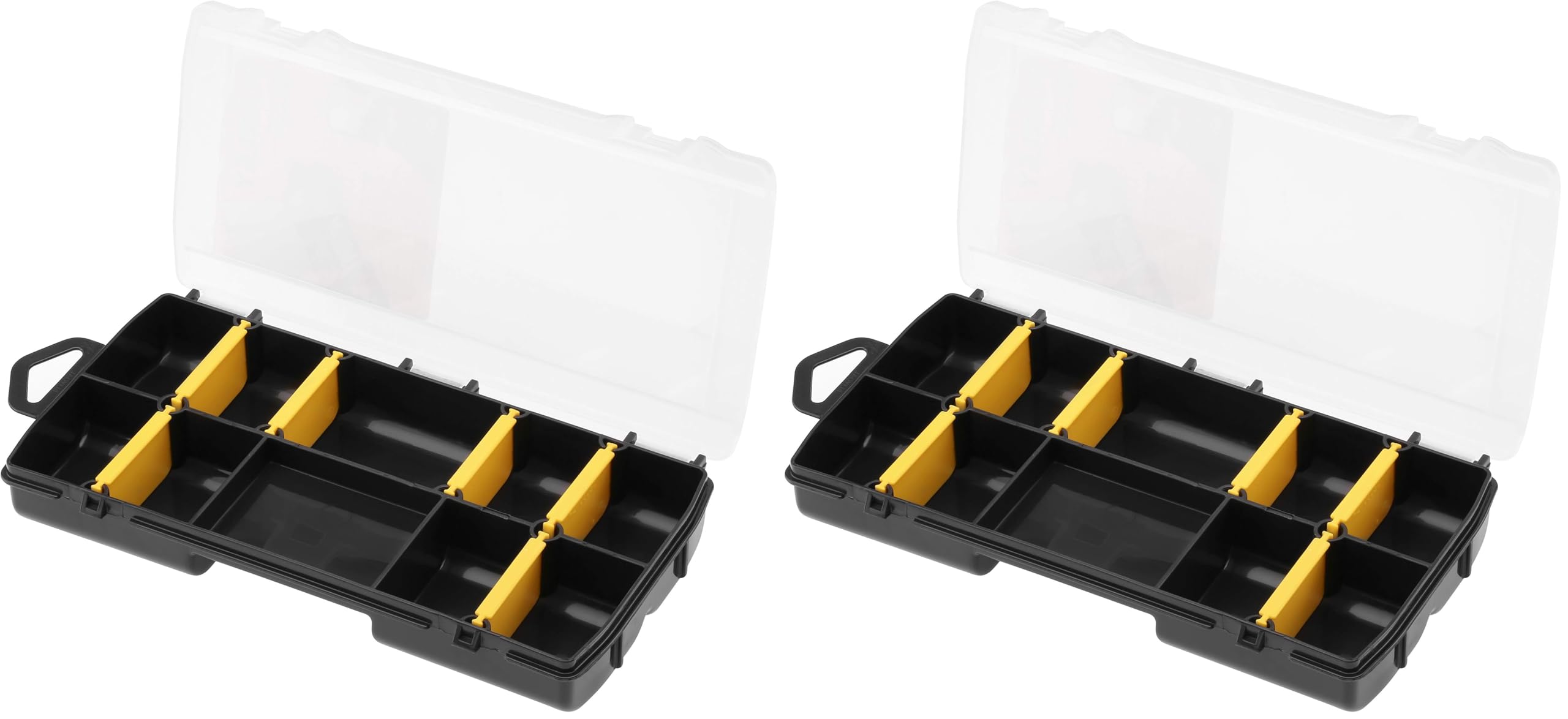 STANLEY Organizador básico con 10 compartimentos, divisores extraíbles, personalizable, regla marcada en la tapa, polipropileno de alto impacto, dimensiones 21x11,5x3,5 cm, STST81679-1 (Paquete de 2)