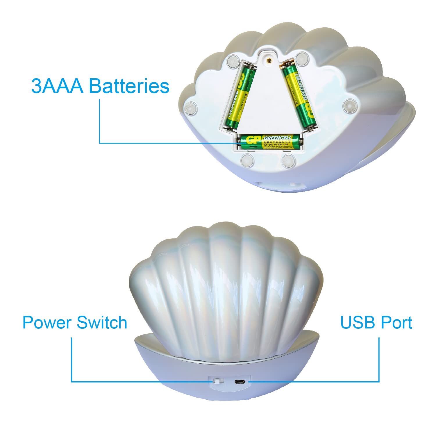 LKUA LED Shell Pearl RGB Color Changing Mood Light, Portable for