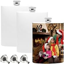 3 Pcs Sublimation Hip Flask Blanks with Leakproof Funnel 8 OZ Stainless Steel Liquor Flask Heat Transfer Portable Wine Flask Containers for Wedding Party Christmas Gift