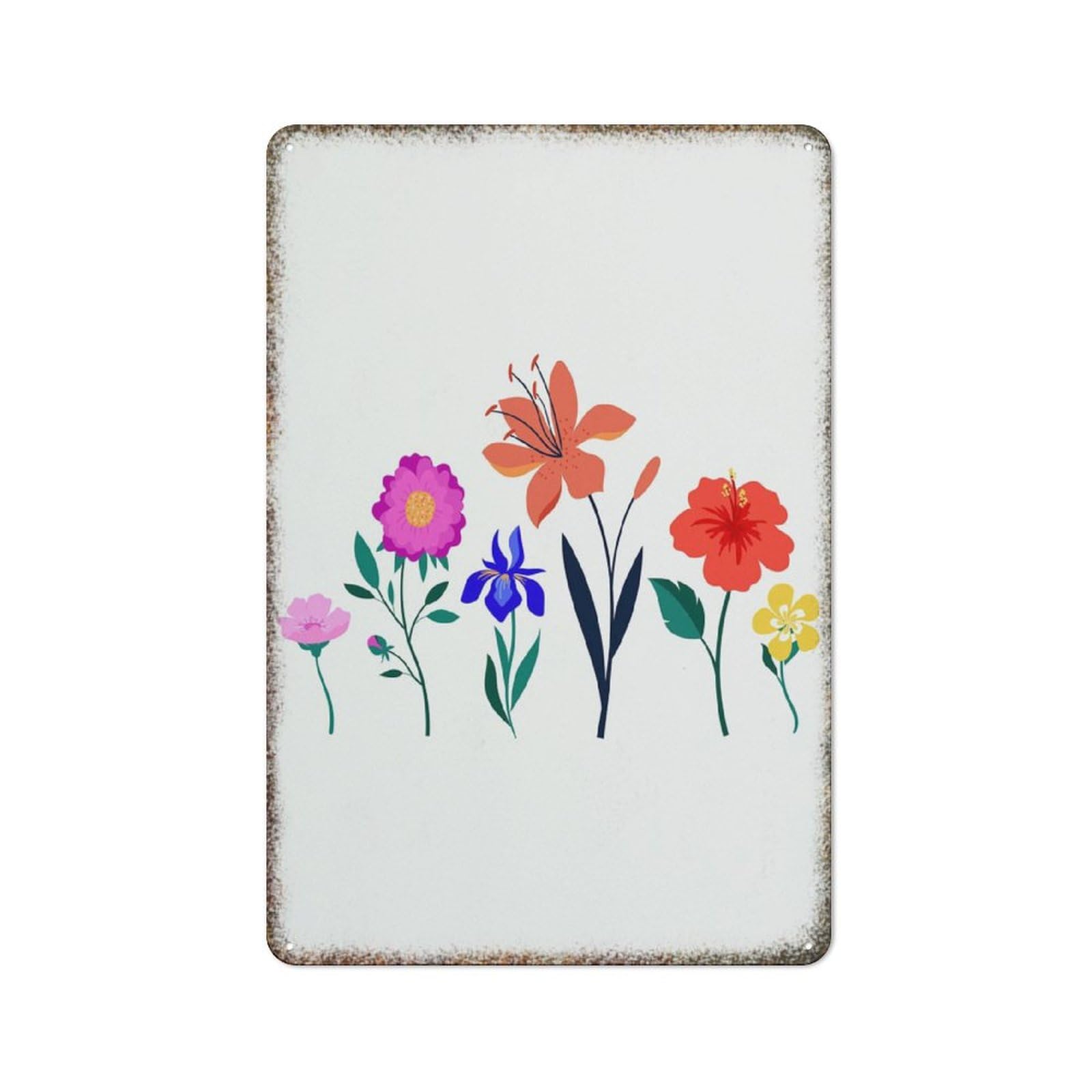 Fresh Floral Decorative Retro Metal Plaque Household Garden Fence Artistic Interesting Wall Hanging Sign 8x12 Inch