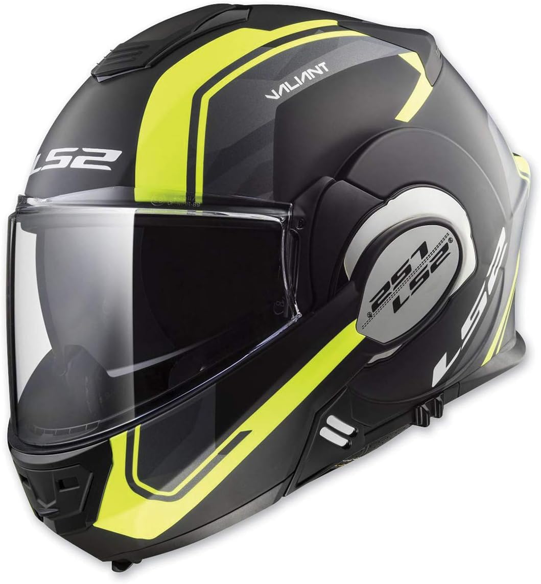 LS2 Helmets Motorcycles & Powersports Helmet's Modular Valiant (Line Hi Viz, Medium)