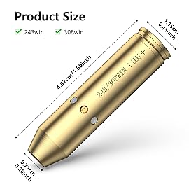 MidTen Green Laser Bore Sighter 243/308WIN Bore Sight Laser with 4 Sets of Batteries