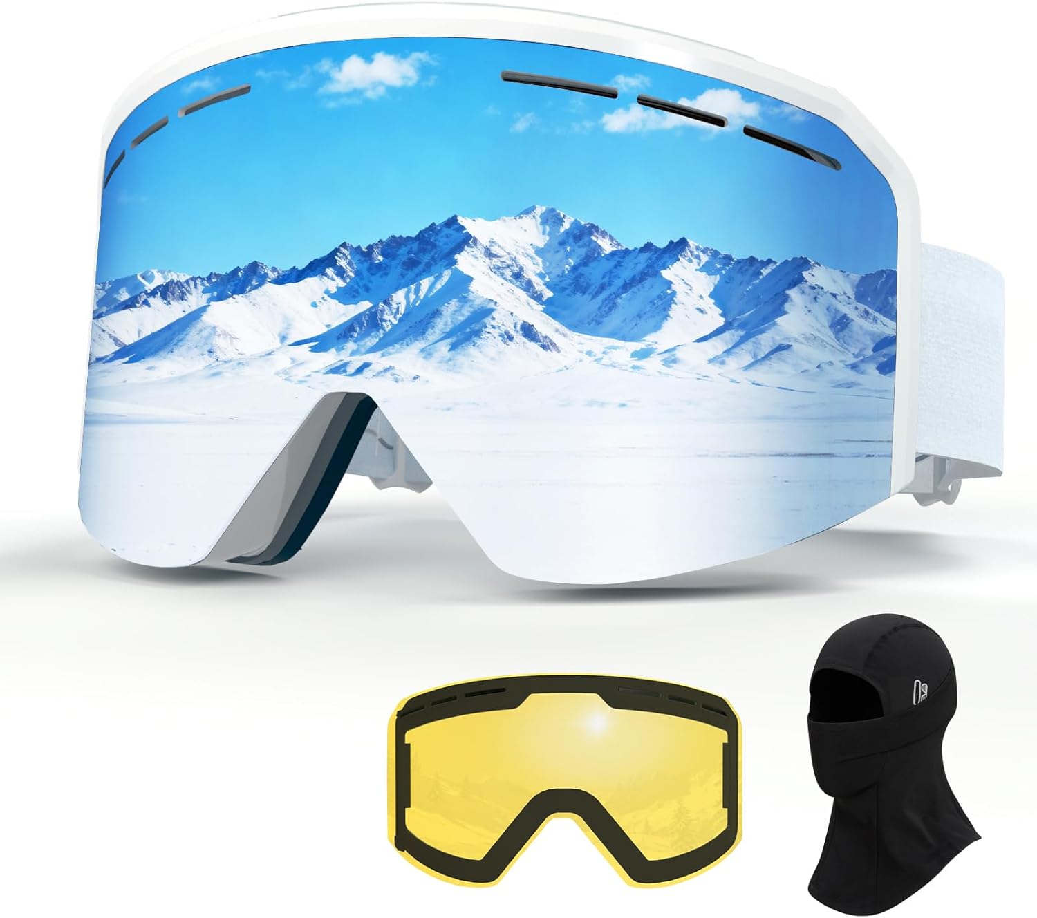 VCOROS Ski/Snowboard Goggles Men Women Anti Fog OTG Snow Goggles Skating Skiing Snowmobile Cylindrical Removable Lens