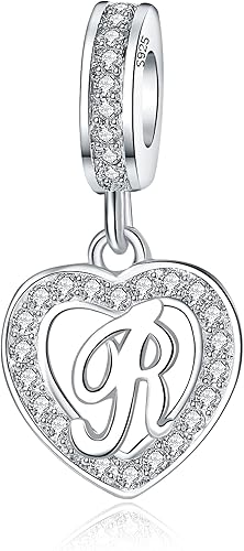 Abalorios de plata de ley 925 con letras del alfabeto A Z, para pulseras europeas Pandora para esposa, hija, mamá, regalo de Navidad y cumpleaños