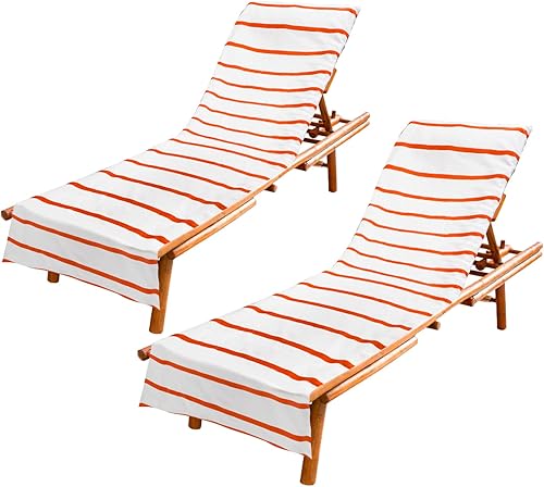 Hedume Paquete de 2 fundas para tumbona, toalla clásica para tumbona, funda de silla de piscina para muebles de playa al aire libre, silla tumbona