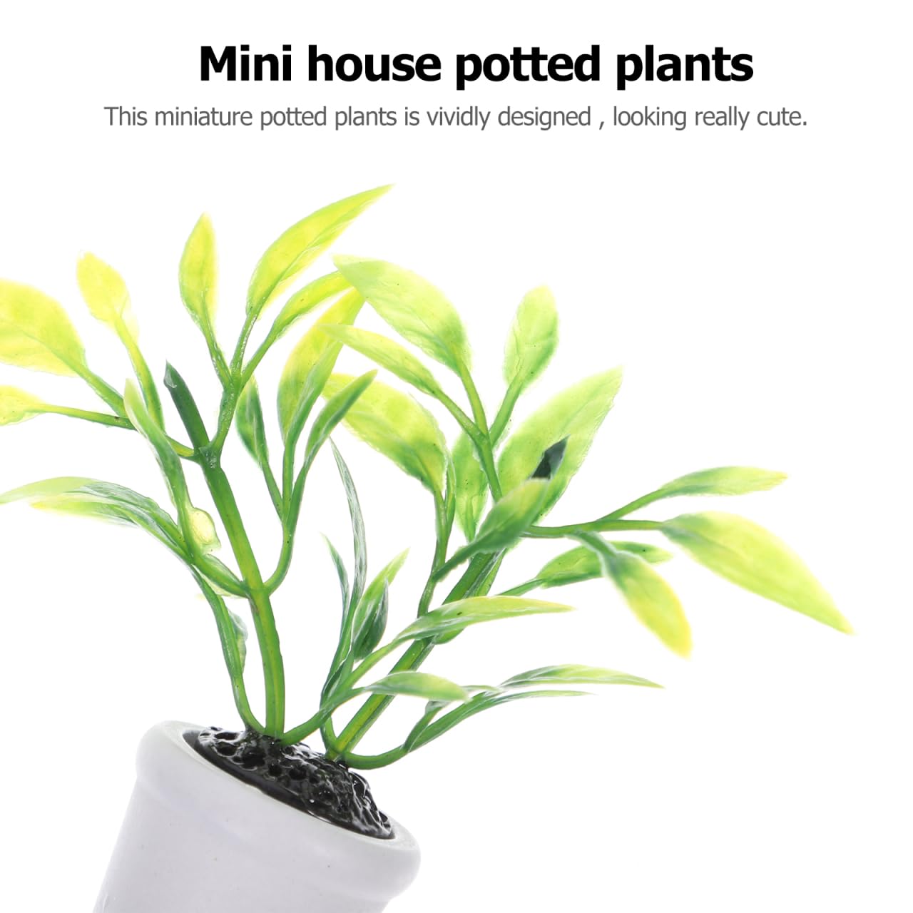Odoria Mini-Topfpflanzen & Blumenvasen Für Puppenhaus – 1/12 Maßstab, 4 Pflanzen + 10 Vasen