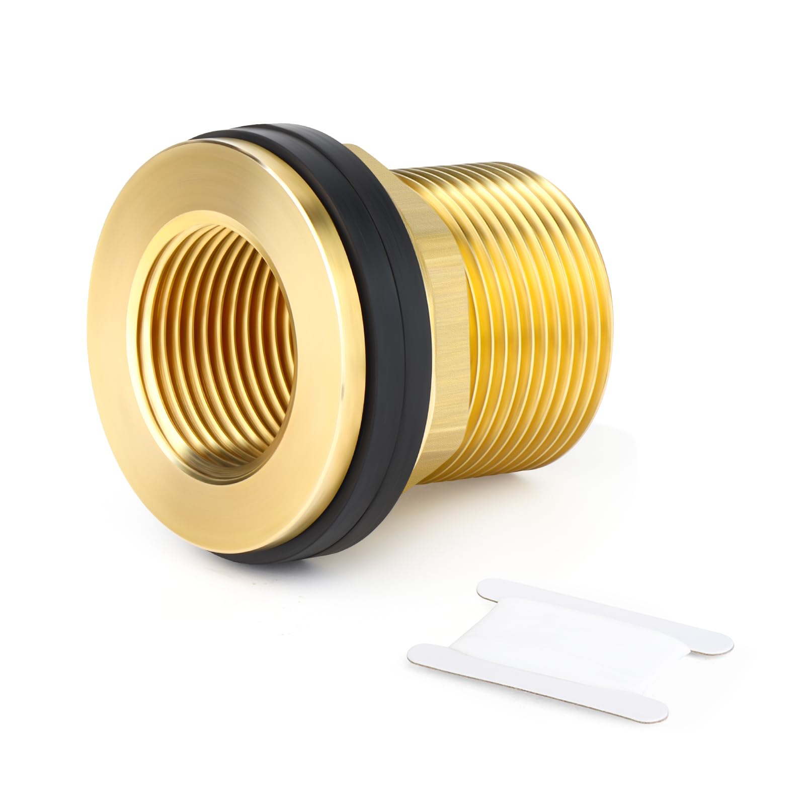 MEANLIN 1PCS Brass Bulkhead Tank Fitting, 2" BSP Male to 1-1/2" BSP Female Thread Water Tank Connector with Rubber Gaskets for Water Tanks, Ponds, and Plumbing Systems,Gardening Tools