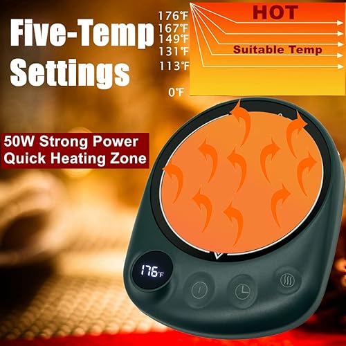 Miniatura 2 de Calentador de taza de café, calentador de tazas con apagado automático de 50 W, calentador de café inteligente con 5 ajustes de temperatura y