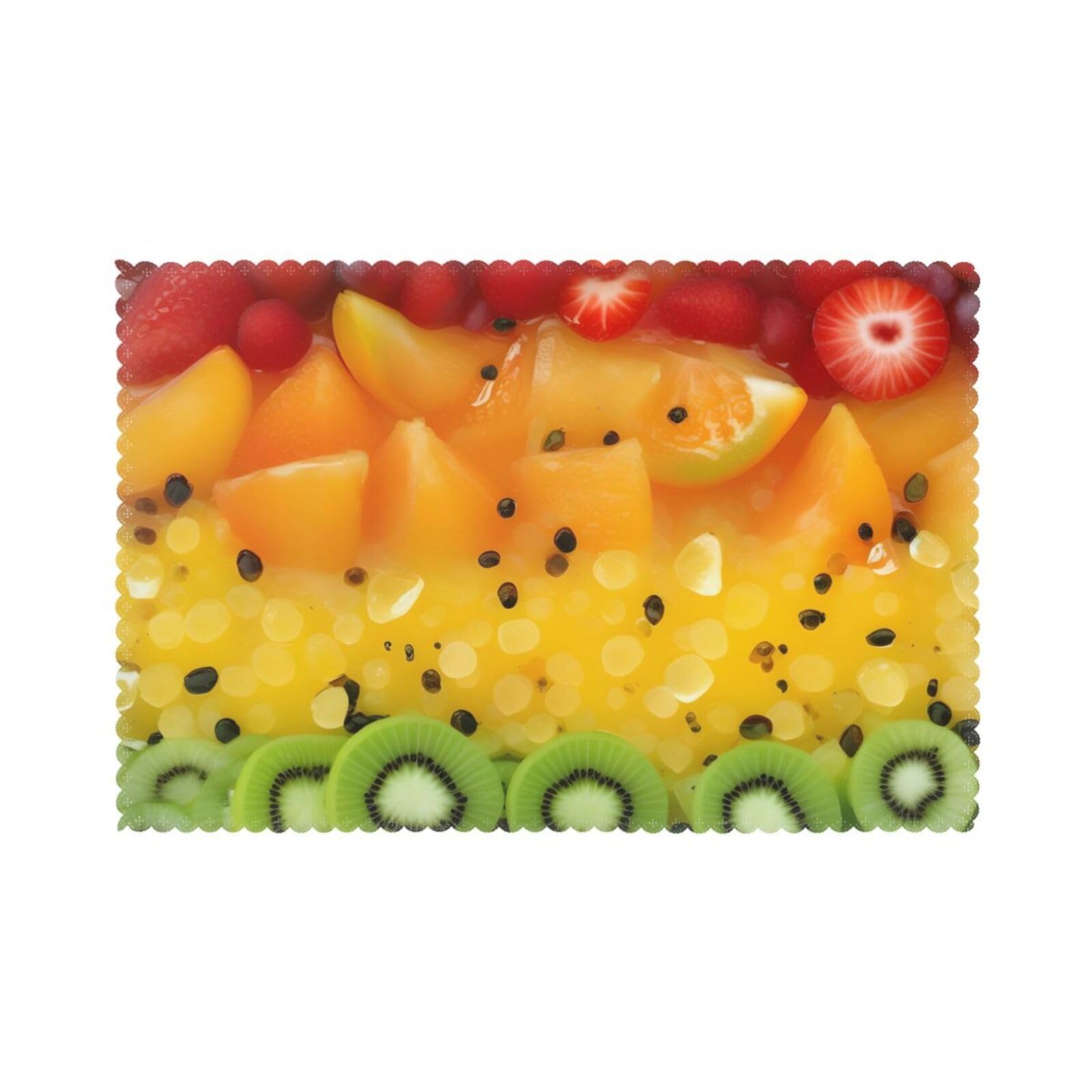 Fresh fruit Placemat set of 6, oil-proof and insulated dining table placemats, washable and wipeable.