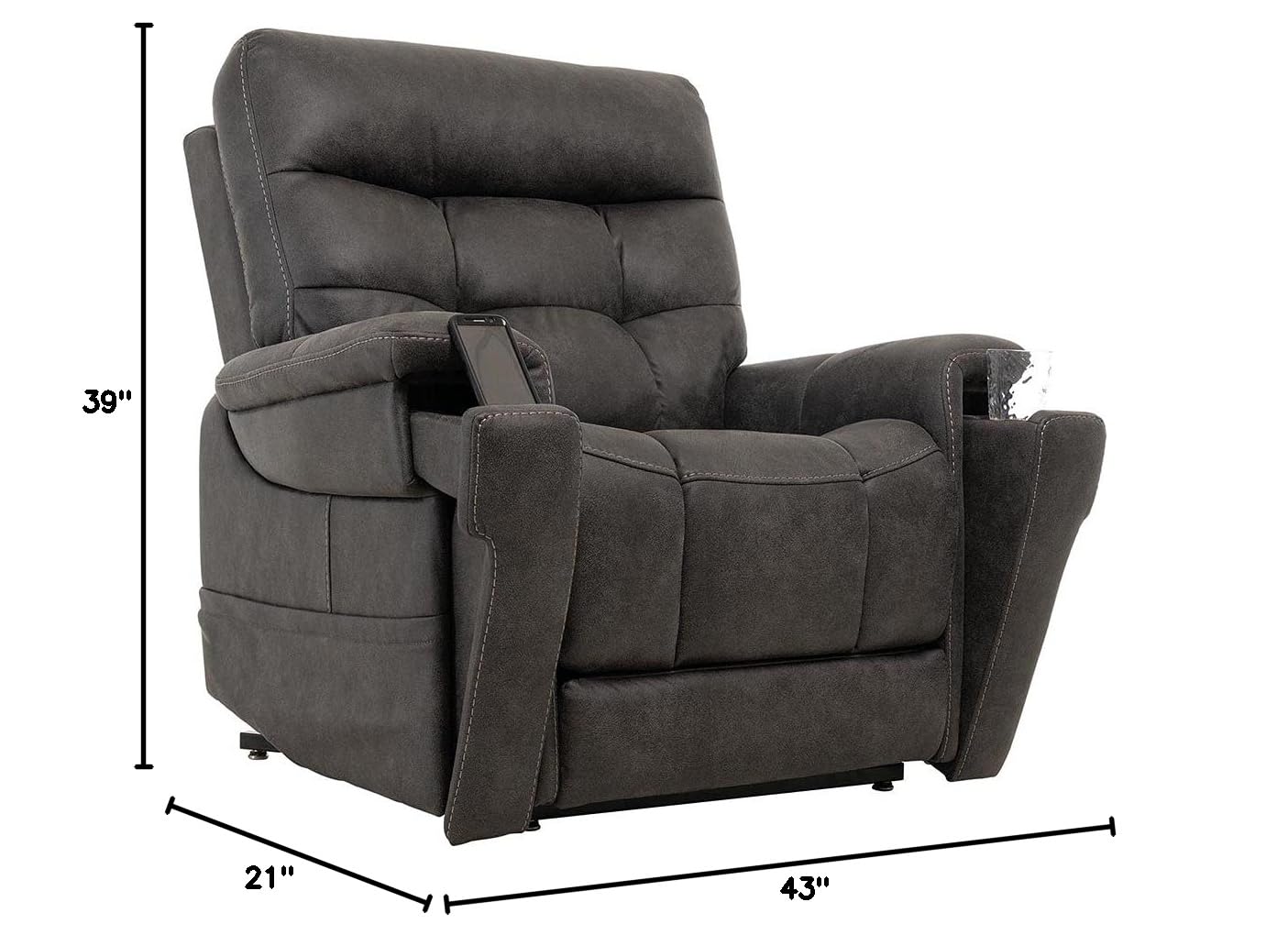 VivaLift! Radiance Power Recliner Lift Chair by PrideMobility, with 3 Heat Pads Heat System (Canyon Steel, Medium with Curbside Delivery)