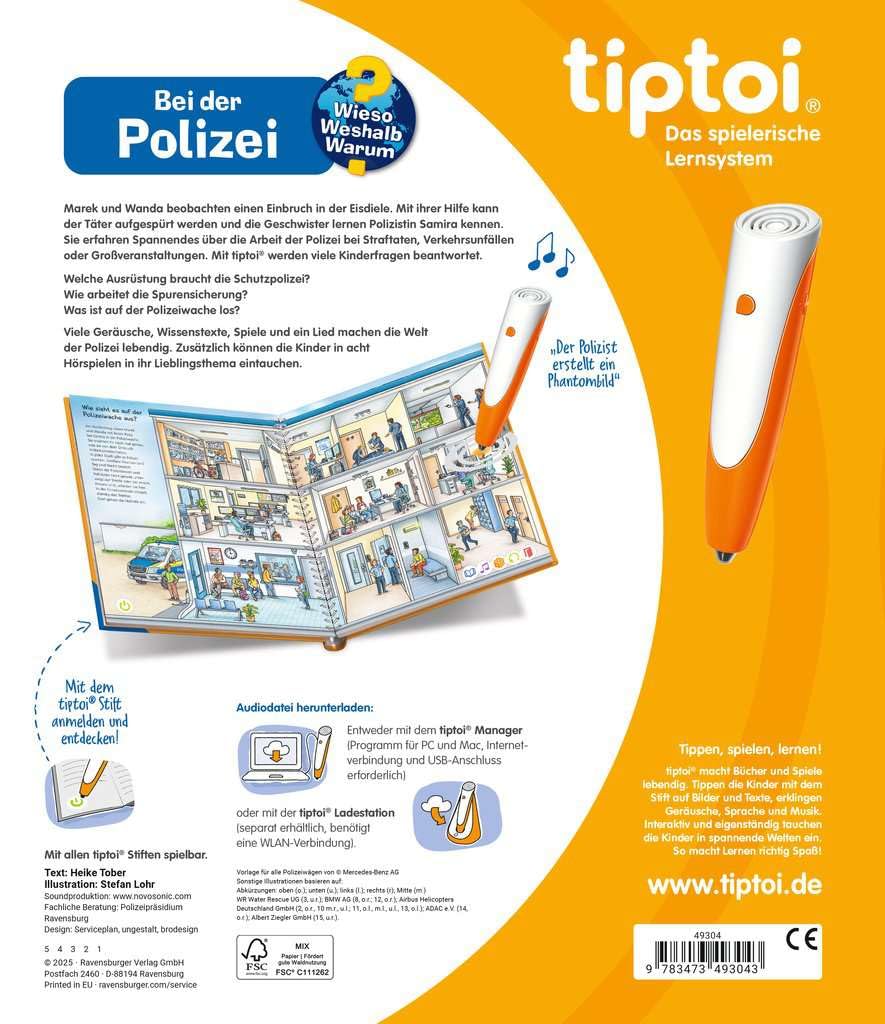 Ravensburger tiptoi Buch - Unterwegs mit der Polizei + Kinder Wimmel-Weltkarte | 4-7 Jahre