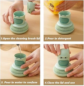 2 pcs Cleaning Brush Sets,Dish Brush With Soap Dispenser,Washing Up Brush for Cleaning Dish Pots Pans,Kitchens Sinks (White)