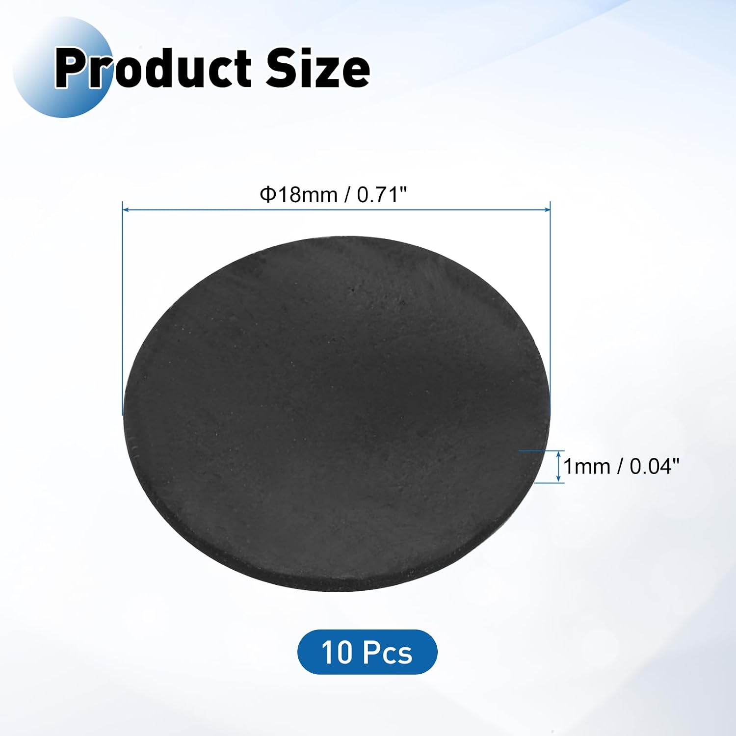 PATIKIL 10 PCS Rubber Solid Discs Washers, 18mm OD x 1mm Thick Rubber Round Gasket Pad Bushings Spacer Washer for DIY Gasket Craft, Black