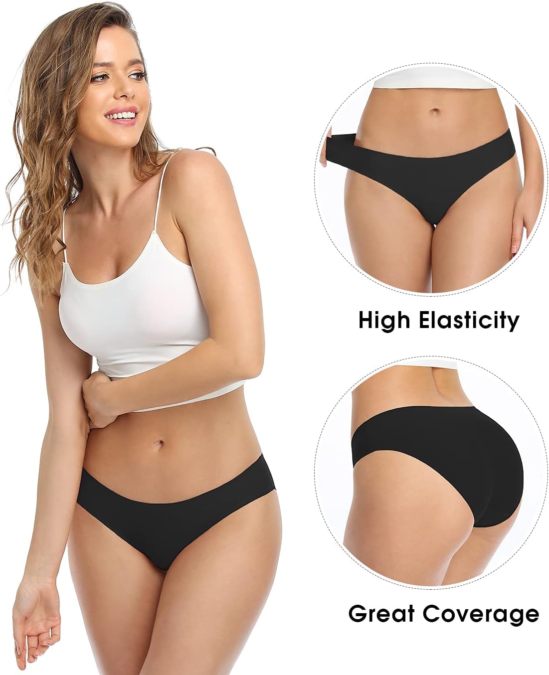 Xibing Women's Seamless Underwear No Show Stretch Bikini Panties Breathable Invisible Hipster Panty Multi-Pack - Image 3