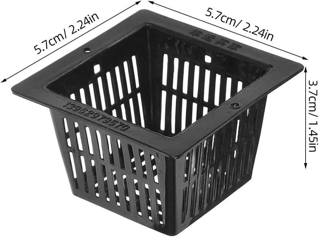 Yardwe 10Pcs Square Planting Baskets 2.24X2.24X1.45In Plastic Aquatic Plant Basket Mesh Pots for Aquarium Hydroponics and Aquaponics Gardening
