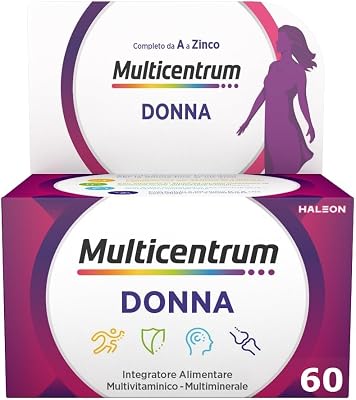 Multicentrum Donna Integratore Multivitaminico completo per donna, con Vitamina D, K, Acido Folico, Calcio, Ferro, per combattere stanchezza e affaticamento, 60 Compresse