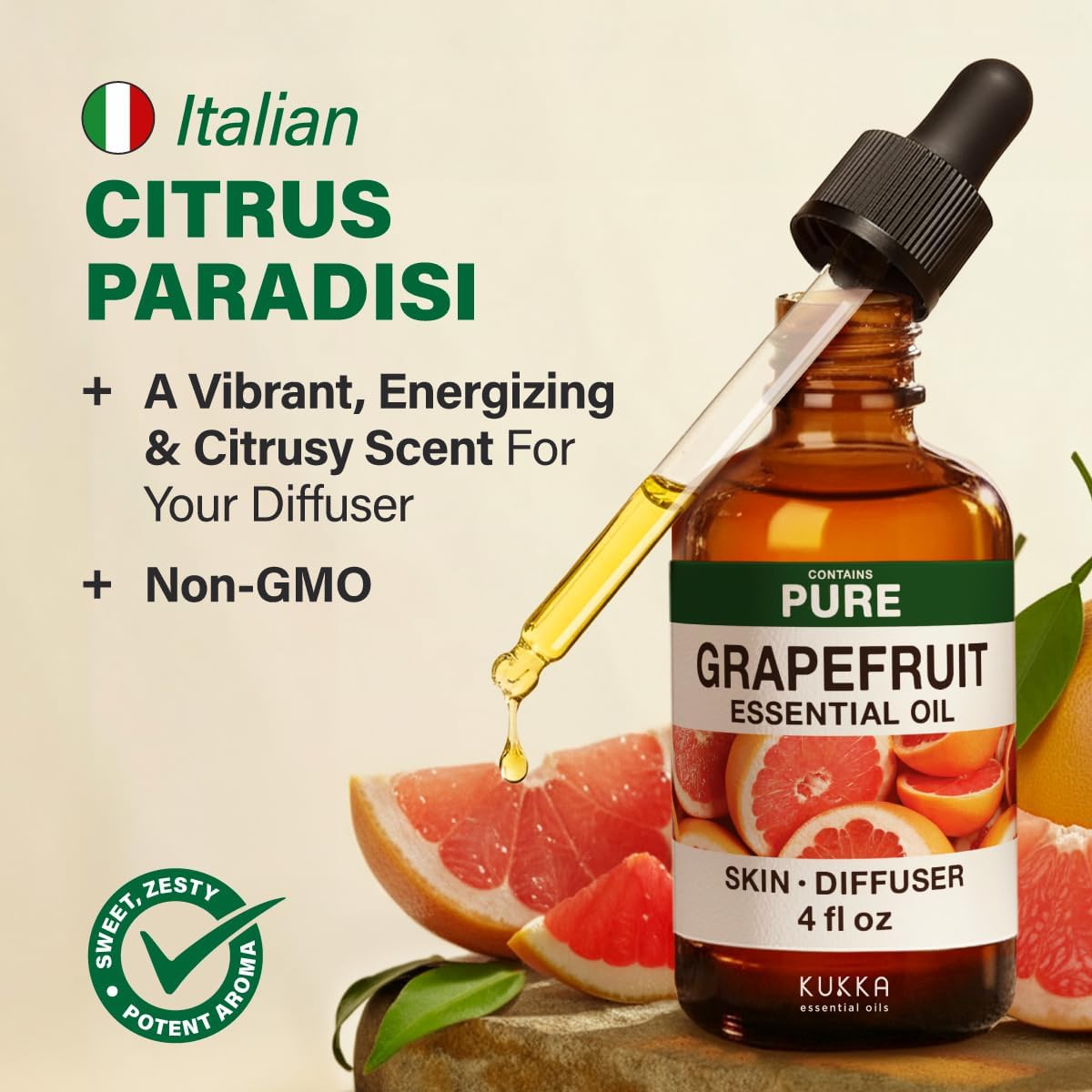 KUKKA Grapefruit Essential Oils - 4 Fl Oz - for Hair, Skin, Diffuser, Aromatherapy & DIY Soap Making Scent - Image 3