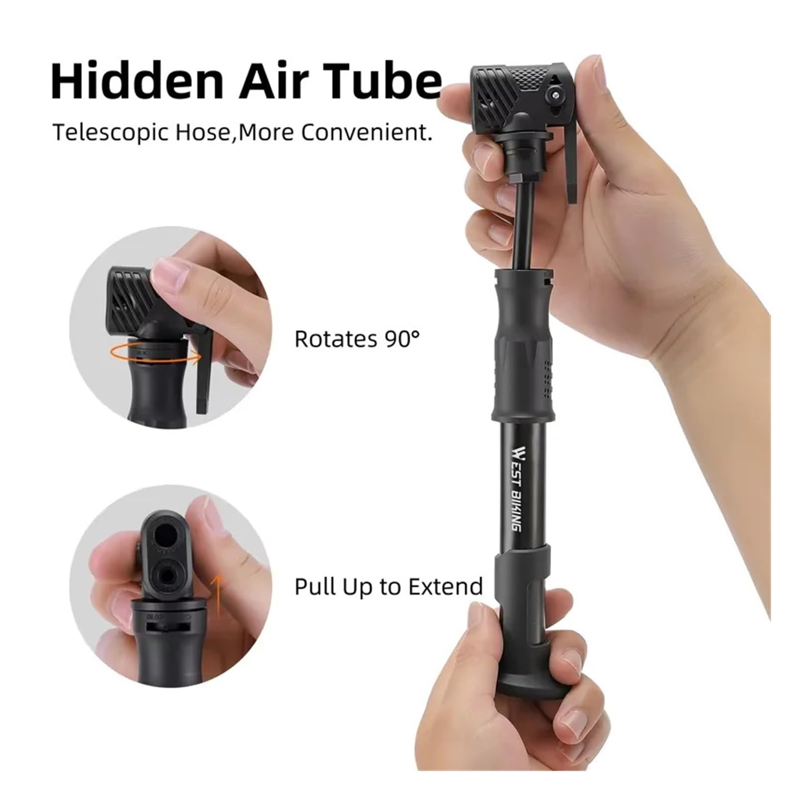1 Stück 120 PSI leichte tragbare Fahrradpumpe mit Ratschen-Multifunktionswerkzeug, Reifenfüller passend for Schrader und Presta for die Notfallreparatur beim Radfahren(Multi-Tool Set)