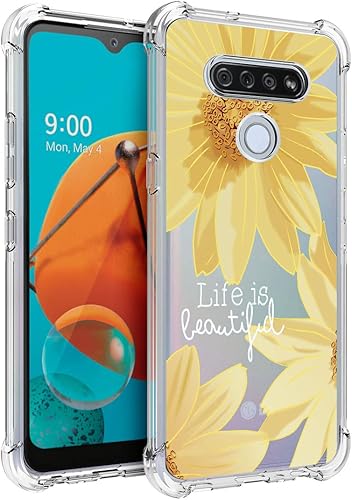 Osophter Funda para LG K51, LG Reflect Funda transparente con flores para niñas y mujeres, esquinas reforzadas transparentes de poliuretano
