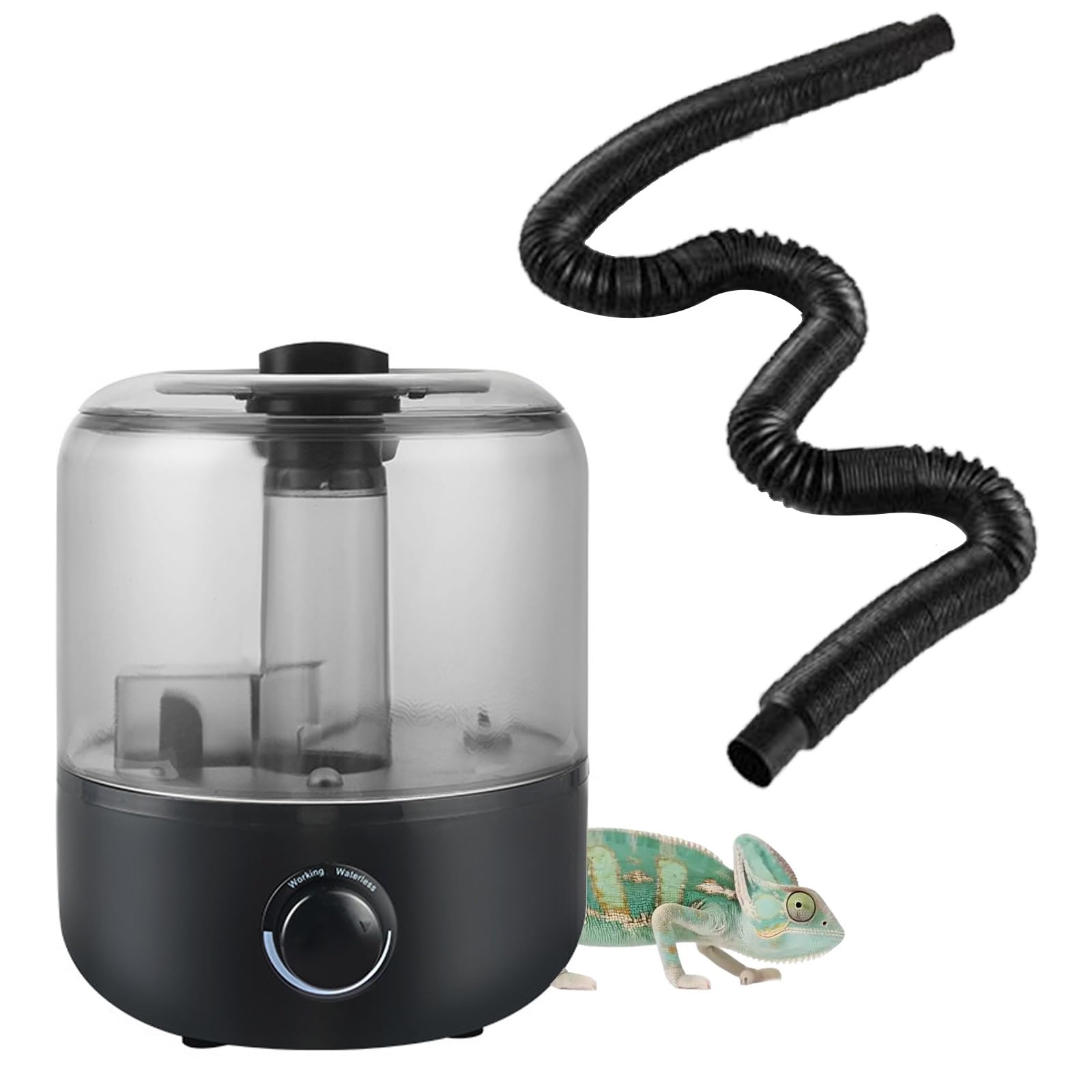 Humidificador Nebulizador para Reptiles, 3L, Tanque Visible, para Terrarios de Reptiles y Anfibios, con Boquilla de Manguera(Size-1)