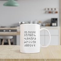 Vista 2 de ASL - Taza educativa de cerámica con lenguaje de señas americano, 11 onzas, taza de té con leche, con asa, regalos de diversidad e inclusión