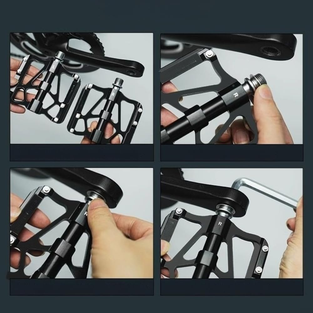Pedales de bicicleta de montaña con rosca de 9/16 pulgadas, plataforma ancha de 92 mm, 3 rodamientos sellados, cuerpo de aleación de aluminio para ciclismo de terreno