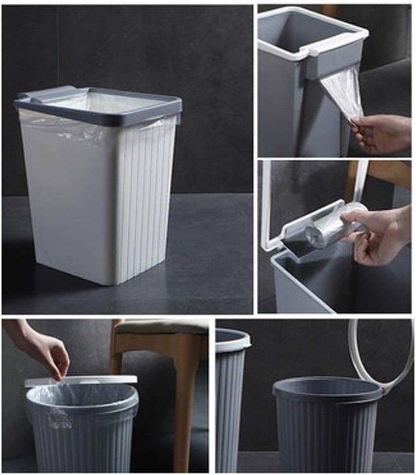 Indoor trash cans Round Uncovered Trash Can Garbage Container with Pressure Ring Trash Can Creative Nordic Wind Without Cover Pressure Ring Trash Can Recycling Containers Indoor garbage cans(B,S size)