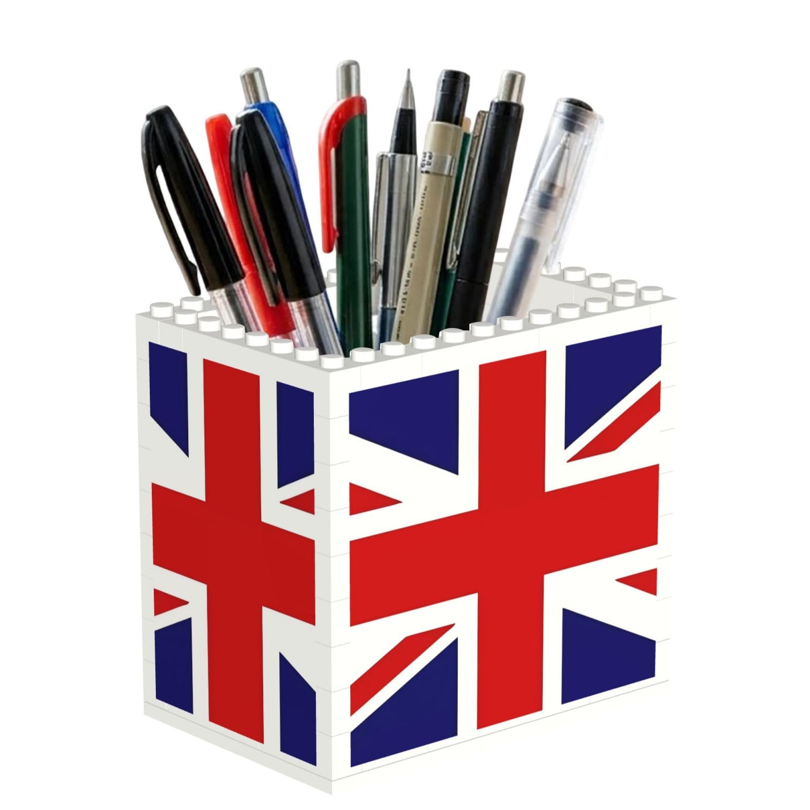 SXZVVBN UK Flag Building Block Desk Tidy ABS Organiser