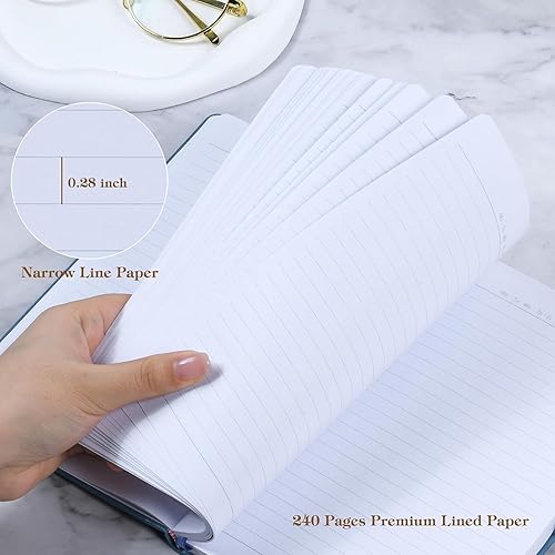 Miniatura 3 de POPRUN - Cuadernos de diario rayados A5, cuaderno de tapa dura de cuero grueso para escritura, trabajo de negocios, viajes, escuela, universidad,