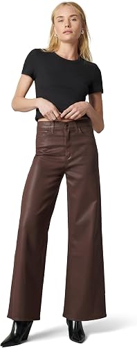 Joe's Jeans Women's The Mia Petite High Rise Wide Leg Jean, Espresso Coated, 30