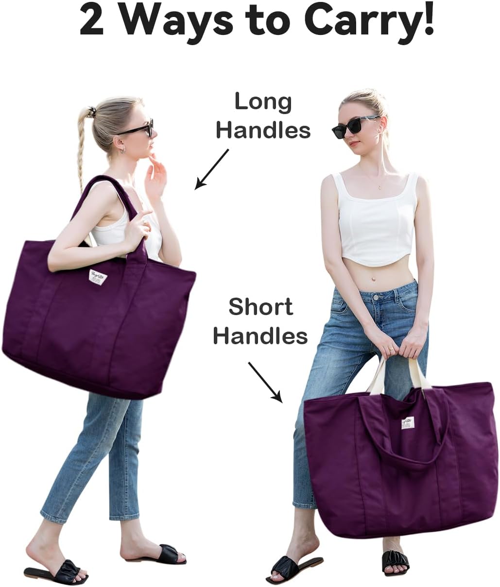 Bagelite 22'' 50L 100% Cotton Oversized Travel Tote Bag for Women - Tear-Resistant, Overnight/Weekend/Beach Bag - Image 5