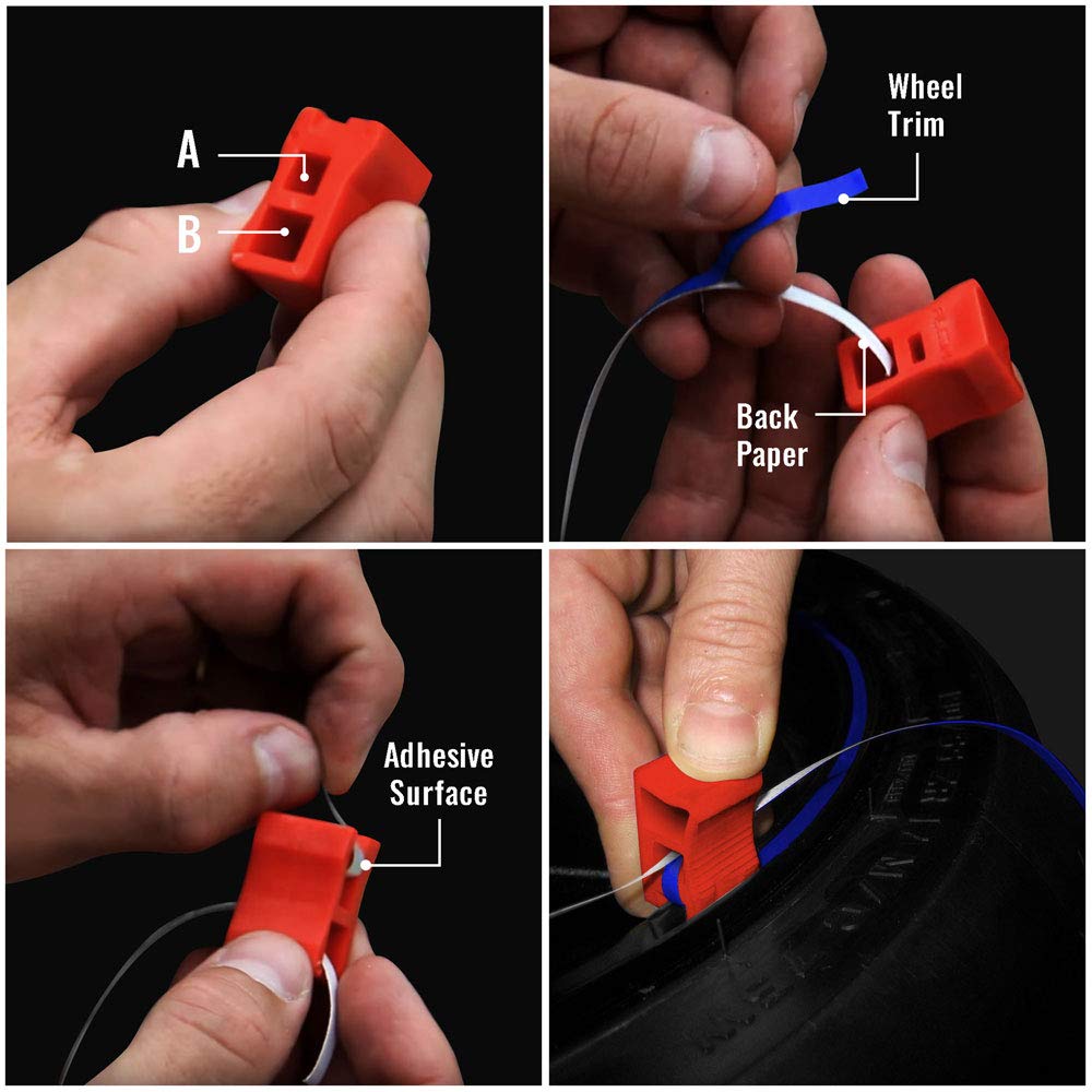 4R Quattroerre.it - 10352 - Wheel Trim Stripe Rifrangente, Rosso, 5 mm x 6 mt, con Applicatore
