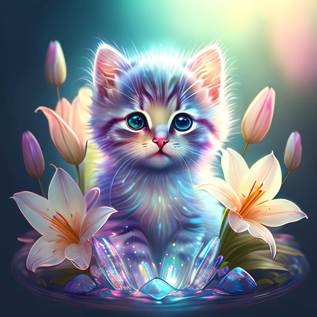 Kit complet diamond painting chat 5D DIY : la solution idéale contre le stress