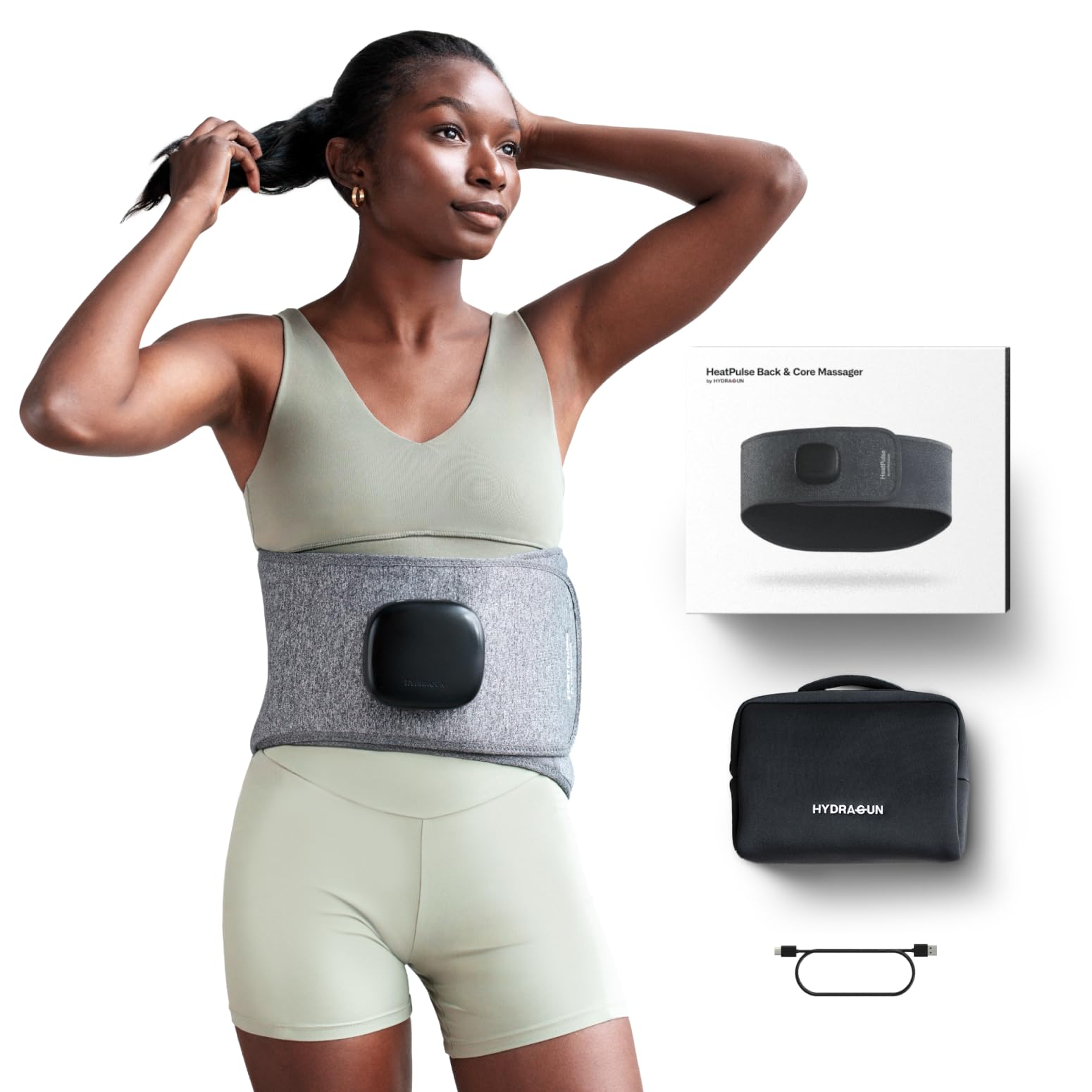 HYDRAGUN HeatPulse Back & Core Massager for Back, Menstrual, and Abdominal Pain Relief with Vibration and Heat Therapy…