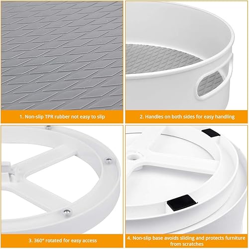 Miniatura 7 de Semlos Lazy Susan - Paquete de 2 organizadores de tocadiscos para armario, estante multifuncional para especias para almacenamiento de cocina,