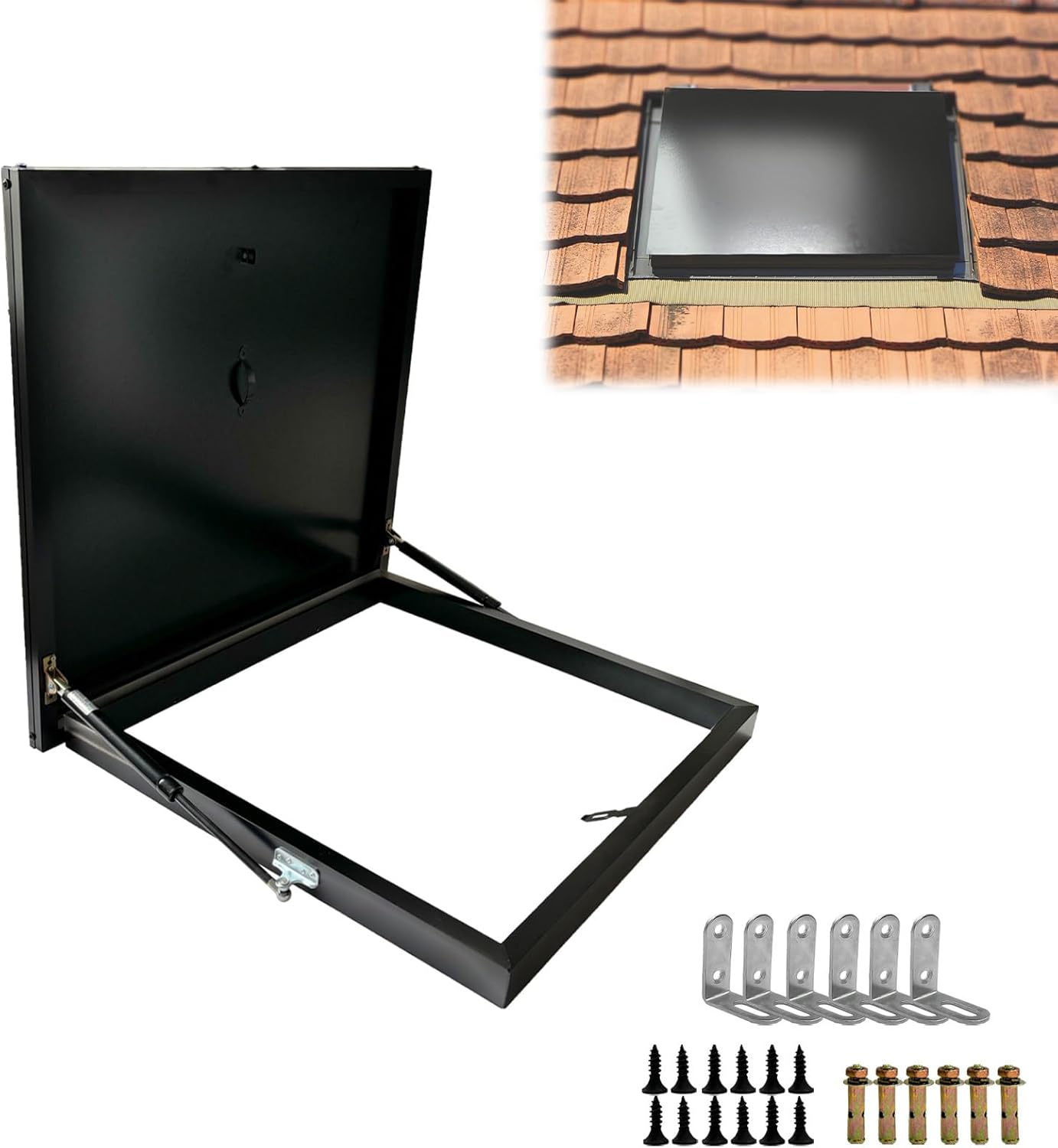 Roof Hatch – Metal Roof Access Hatch, Galvanized Steel, Insulated Roof Hatch for Flat Roofs, Rooftop Hatch, Locking Roof Access Hatch with Latch