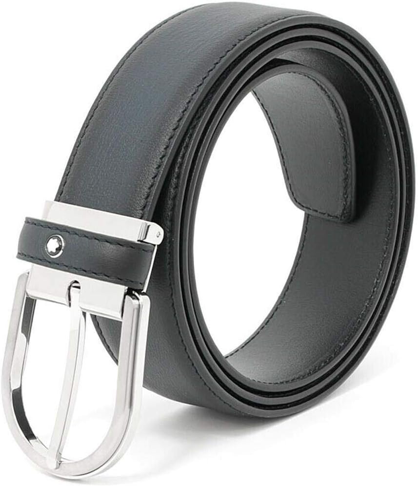 Montblanc Men's Blue Leather Business Belt 123888