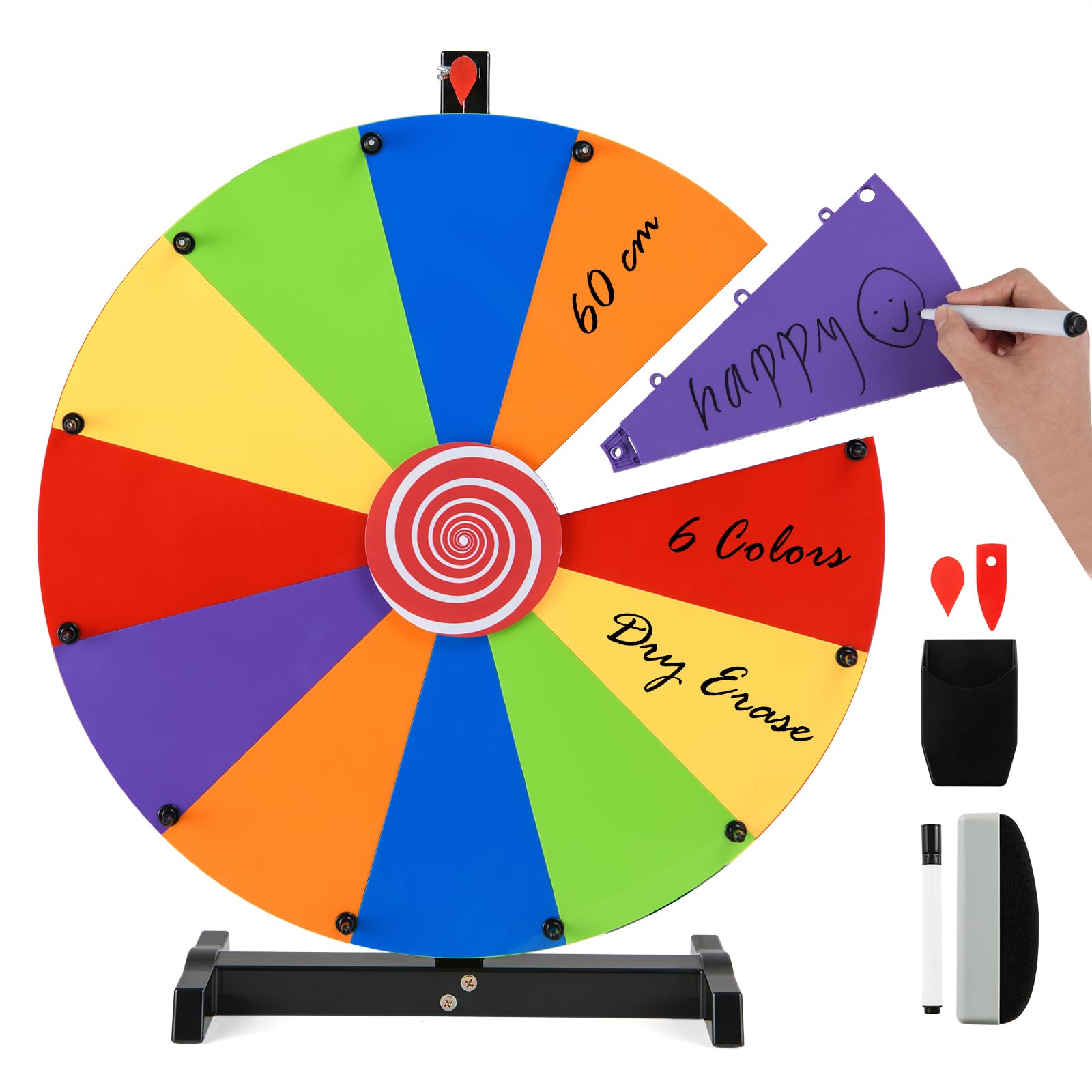 COSTWAY 24" Color Prize Wheel, 12 Slots Roulette Spinning Game