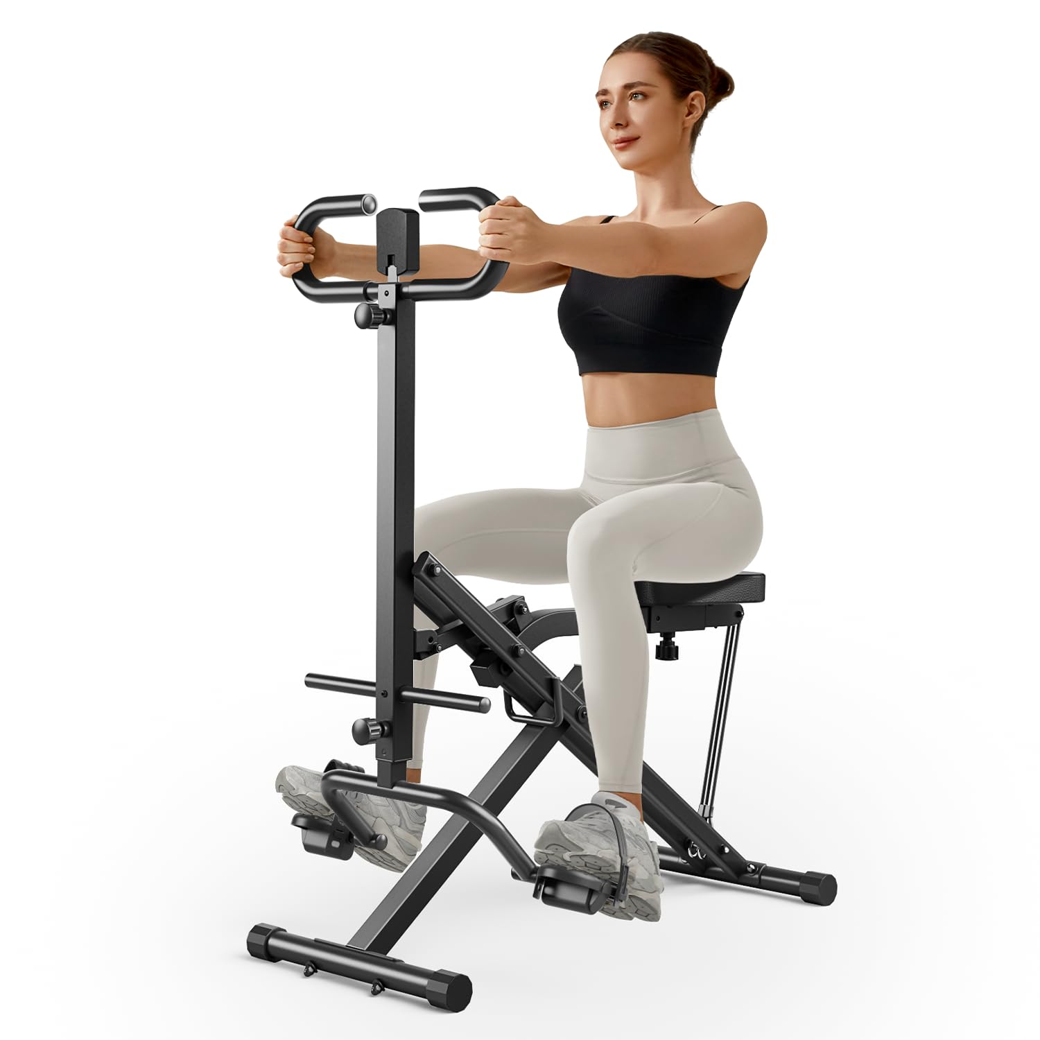 Umay Squat Machine, Home Foldable Exercise Equipment, 30-90 Adjustable Squat Rowing Machine with 5-Level Adjustable Seat
