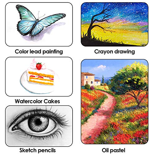 142 Piece Deluxe Art Sets, Painting & Drawing Kit,Mega Wooden Art Box,Art Case Portable,with Colored Pencils,Sketch Pencils,Crayons, Oil Pastels, Watercolor Cakes, Paint Brush, Sharpener, Eraser