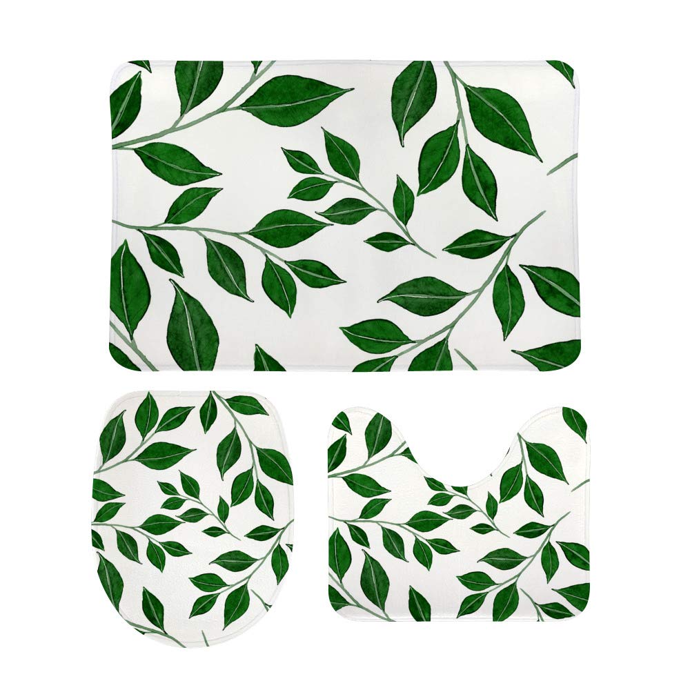 Tapis de salle de bain avec contour en U housse abattant WC polaire vert