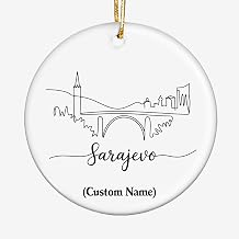 Sarajevo Bosnia_1 – Ceramic Christmas Ornament – Minimalist Line Art Travel Keepsake – Personalized Destination Ornament with Custom Name – Elegant Souvenir 2025 ofvxfJ