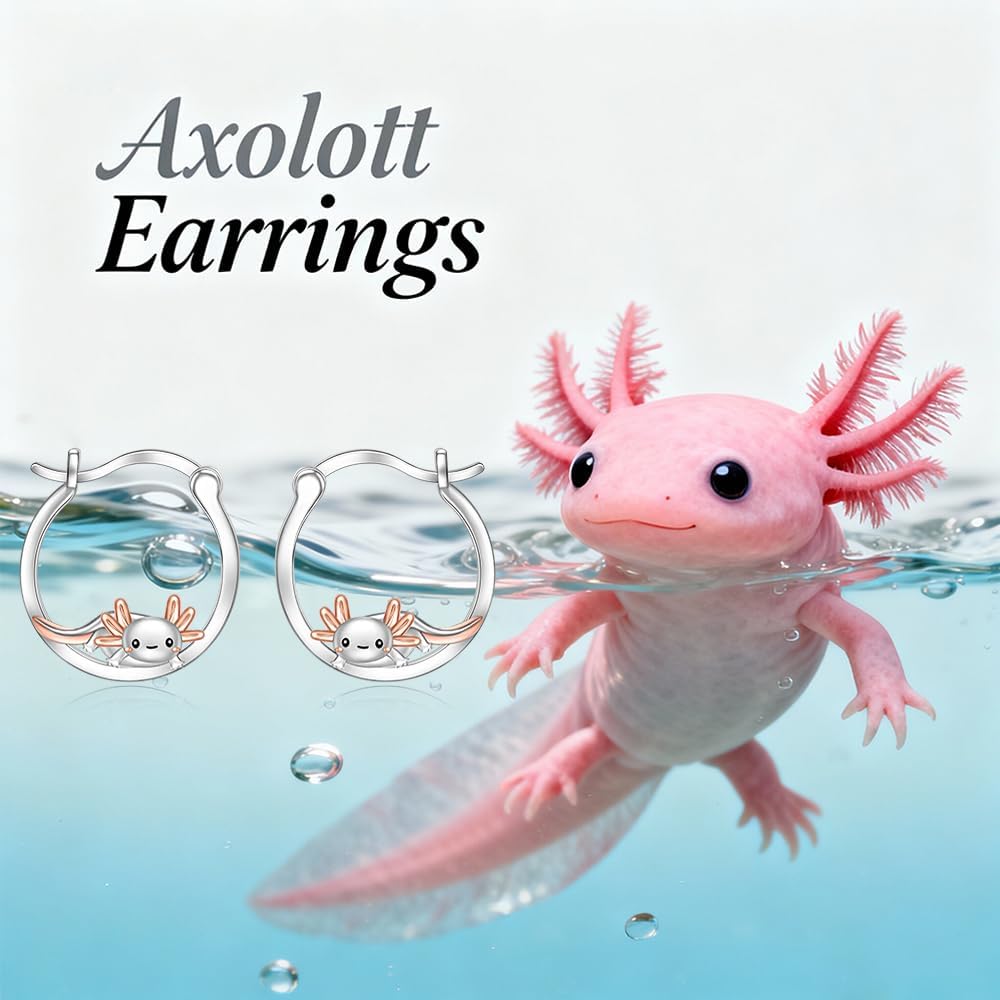 Axolotl Penguin Duck Dolphin Dachshund Elephant Labrador Corgi Red Panda Hoop Earrings for Women Sterling Silver Animal Jewelry Gifts - Image 3
